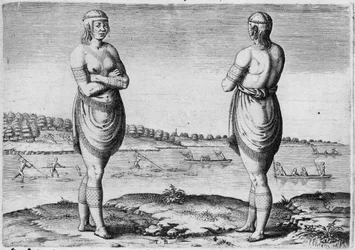 Indische Frau von Secoton, graviert von Theodor de Bry (1528-1598)